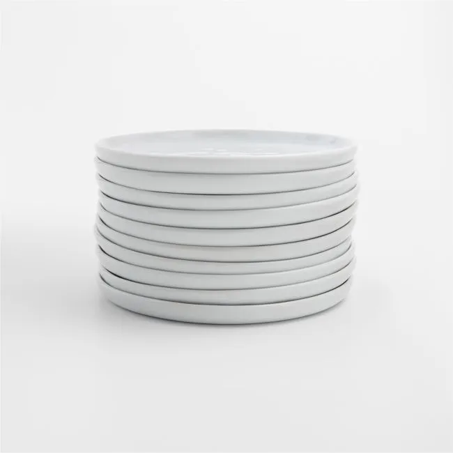 Mercer White Round Porcelain Appetizer Plates, Set of 10