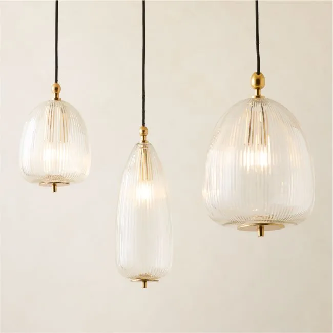 Tova Ribbed Glass Pendant Set of 3