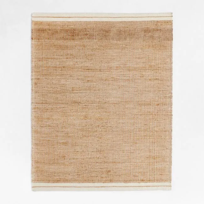 Santa Cruz Jute/Wool Blend Handwoven Cream Border Area Rug 8'x10'