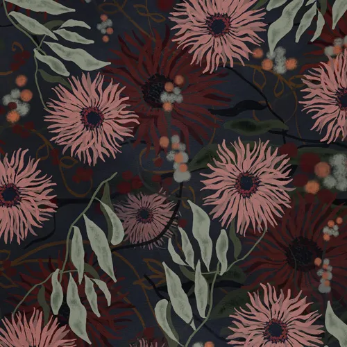 Moody Blooms 01 by Viviana Gonzalez - Shower Curtain Standard 71" x 74" with Liner