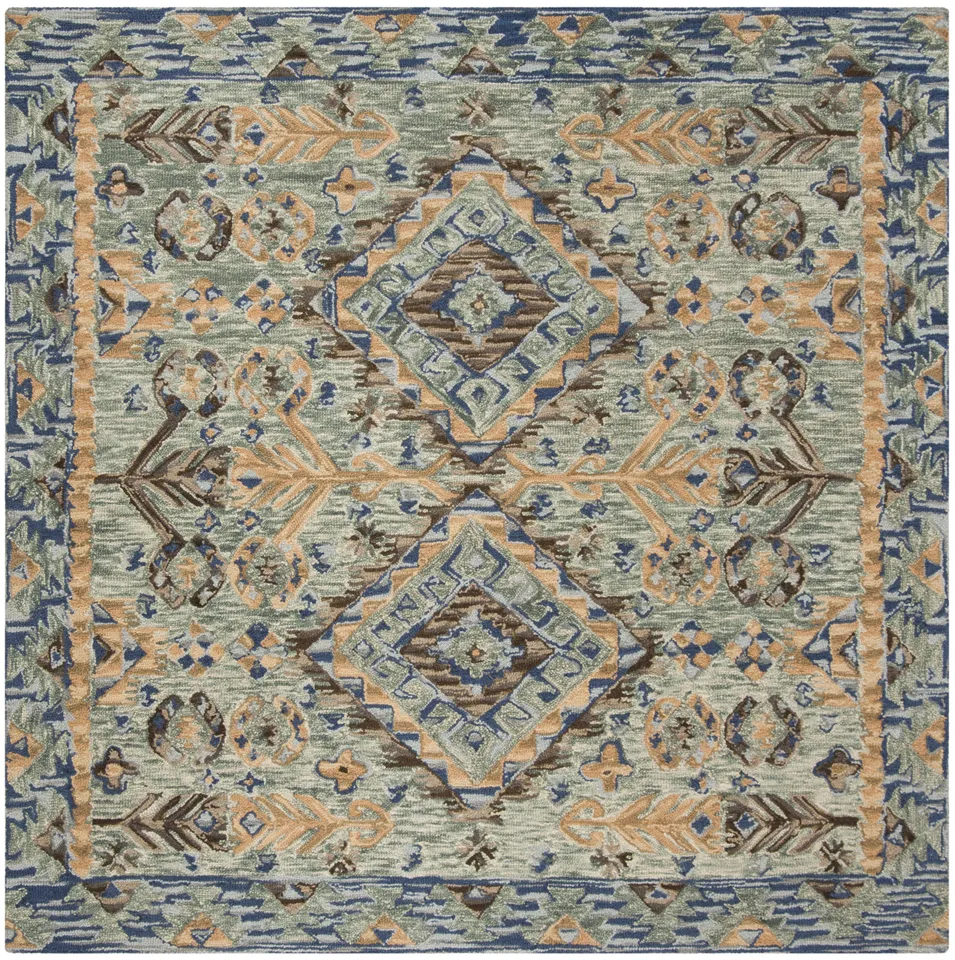 Arlo Home Hand Tufted Area Rug, APN504A, Blue/Beige,  7' X 7' Square