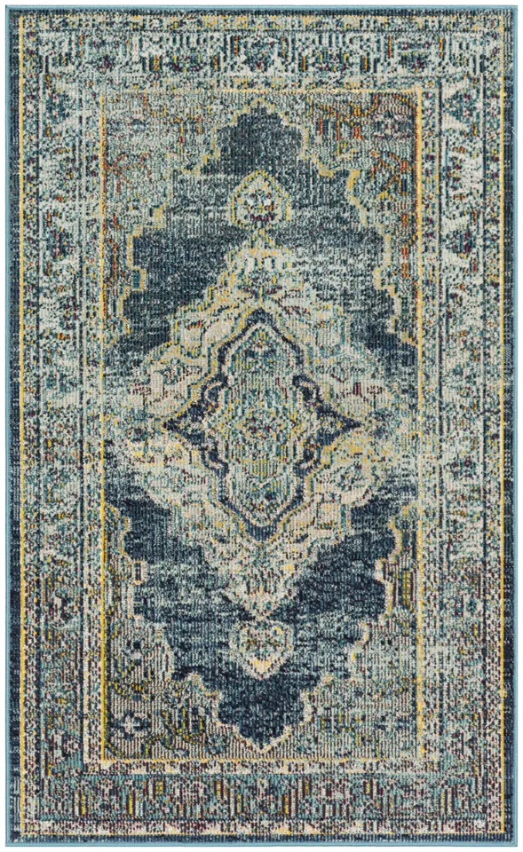 Arlo Home Woven Area Rug, CRS500M, Blue/Yellow,  3' X 5'