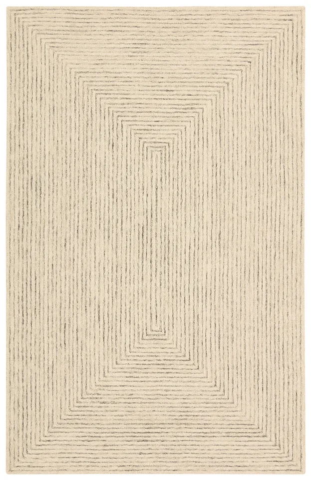 Knox KAF01 Handmade Geometric White and Tan Area Rug (6'x9')