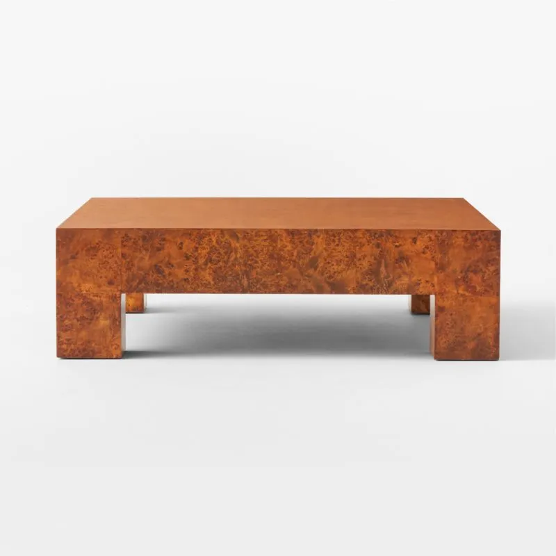 Scatola 48" Square Brown Burl Wood Coffee Table
