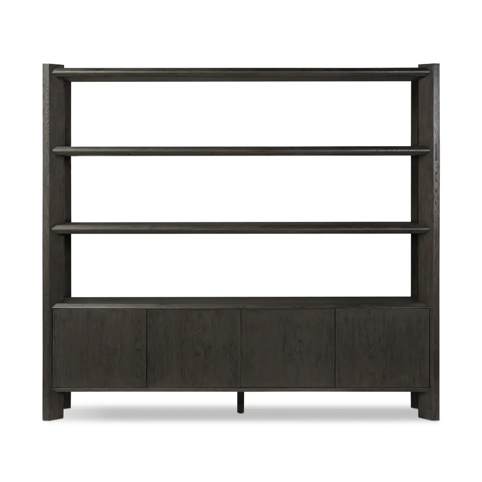 Orwin Wide Bookshelf - Smoked Black Oak
