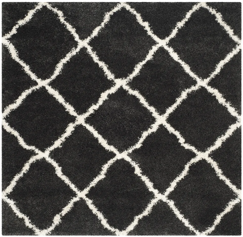 Arlo Home Woven Area Rug, SGB489C, Charcoal/Ivory,  6' 7" X 6' 7" Square