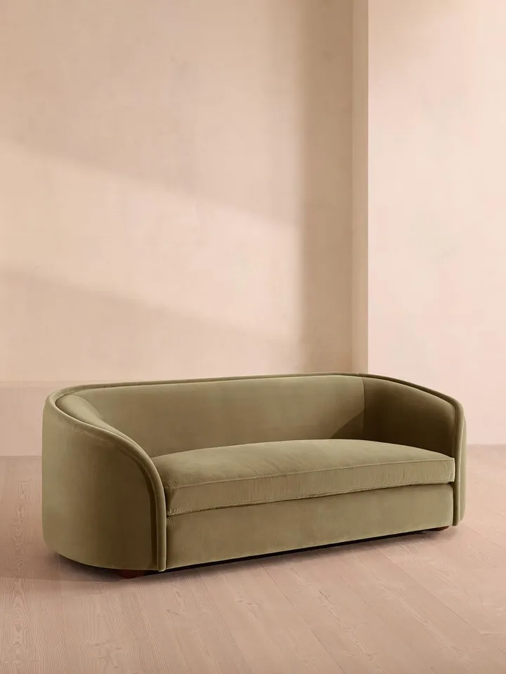 Conall Three Seater Sofa, Velvet, Lichen, US