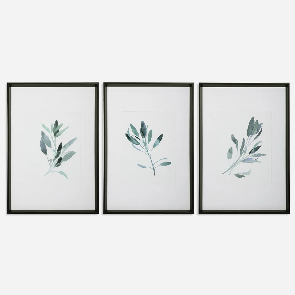 Simple Sage Watercolor Prints Set/3