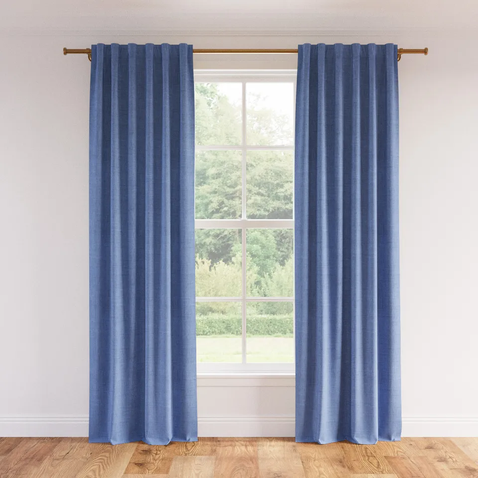 Linen Curtain, French Blue Linen, 50" x 108", Blackout