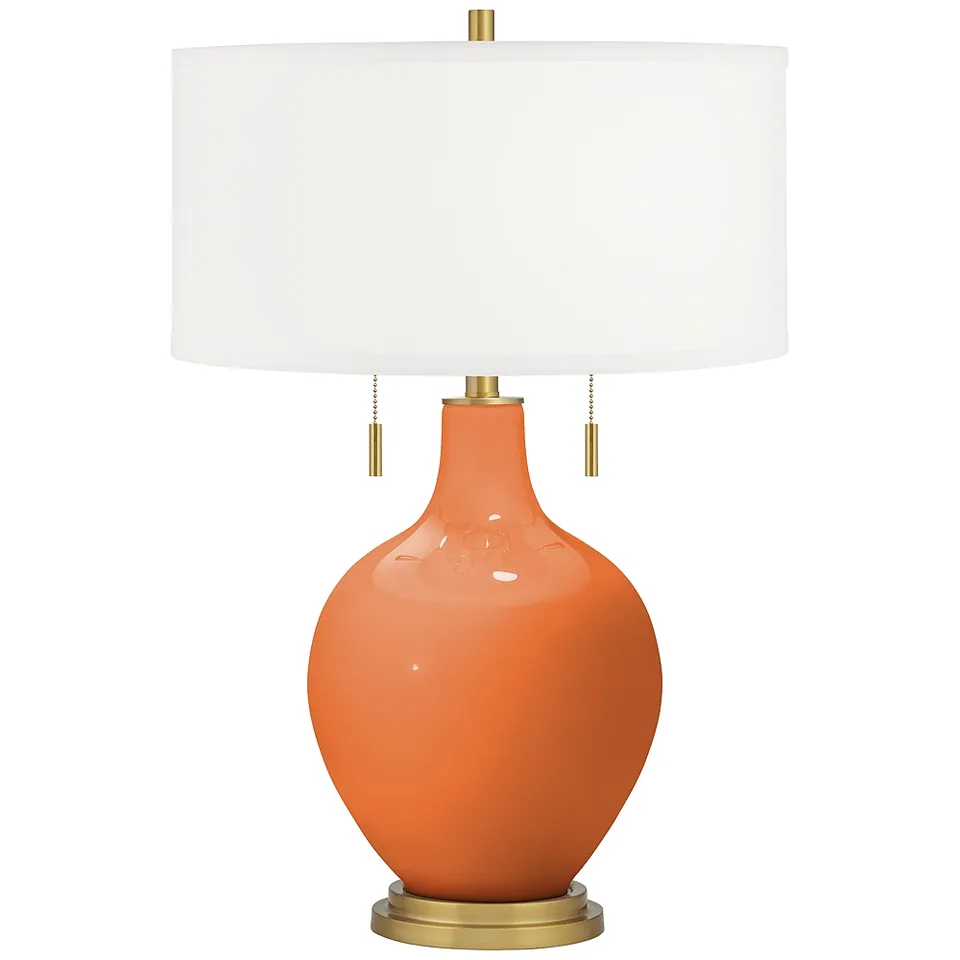 Color Plus Toby Brass 28" High Celosia Orange Table Lamp