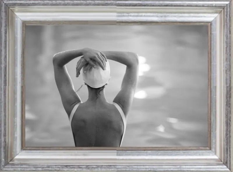 Woman Swimmer in a White Cap by Lucy Snowe for Artfully Walls