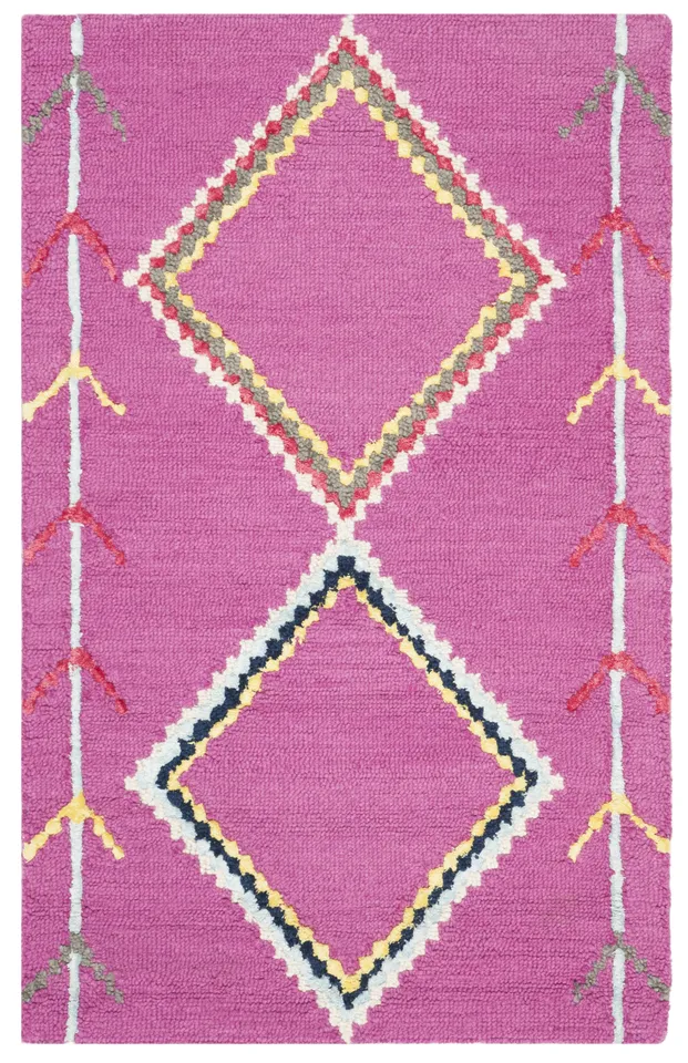 Arlo Home Hand Tufted Area Rug, BLG563R, Fuchsia/Multi,  2' 6" X 4'