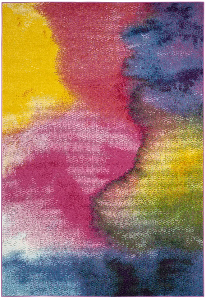 Arlo Home Woven Area Rug, WTC621C, Green/Fuchsia,  6' 7" X 9'