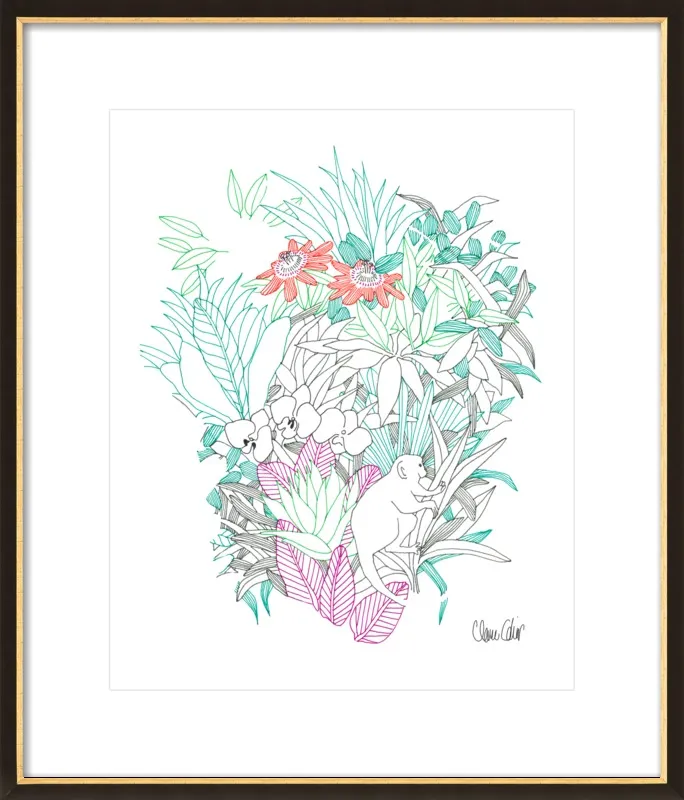 Passionflowers, orchids and the squirrel monkey  by Claire Colin for Artfully Walls