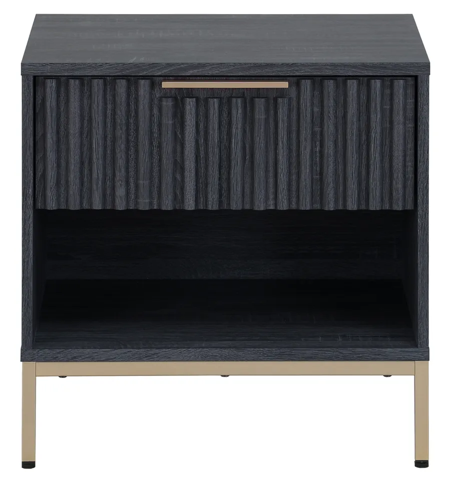 Lylia 1 Drawer Nightstand - Distressed Black / Gold