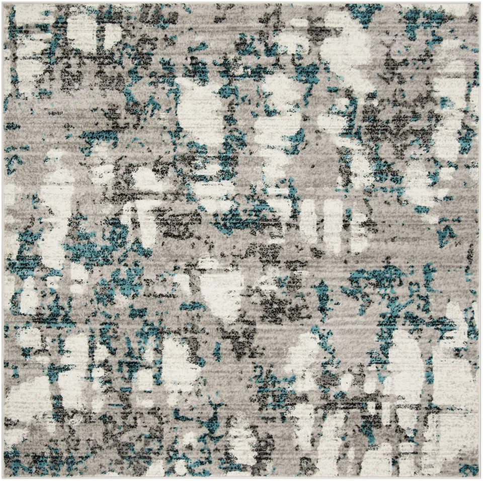 Arlo Home Woven Area Rug, SKY193B, Grey/Blue,  6' 7" X 6' 7" Square