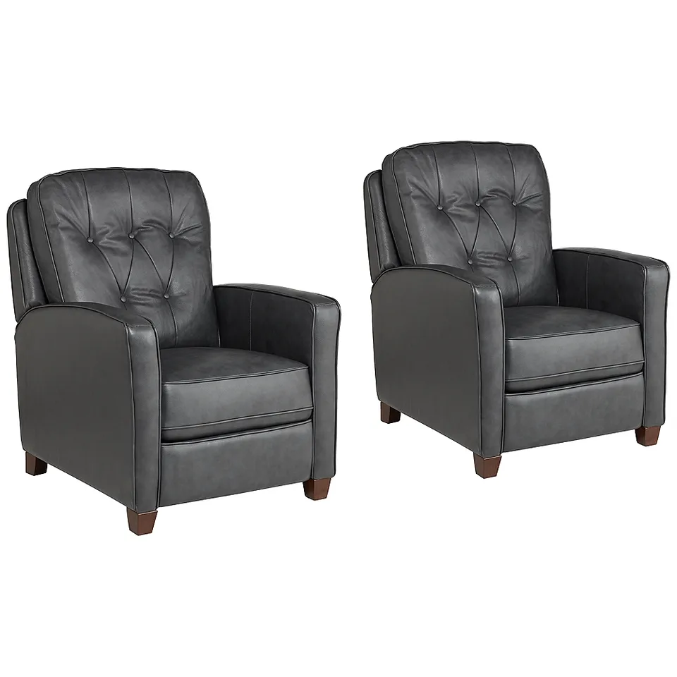 Benedict Livorno Gray Leather 3-Way Recliners Set of 2