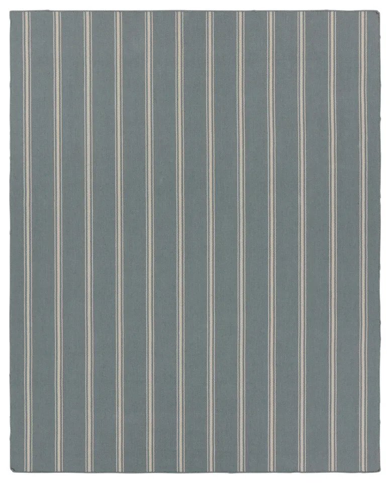 Barclay Butera by Memento Handmade Indoor/Outdoor Striped Slate/ Ivory Area Rug (4'X6')