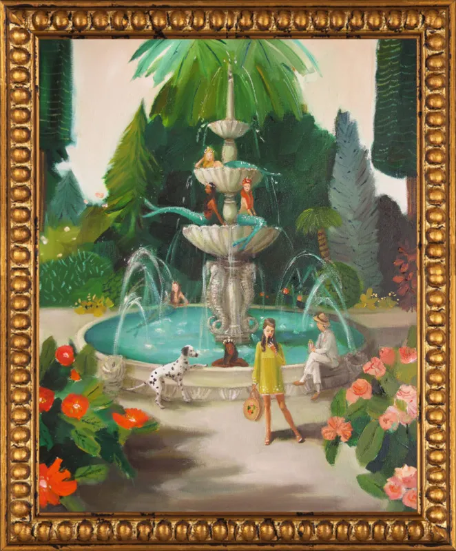 Selfie At The Mermaid Public Fountain by Janet Hill for Artfully Walls