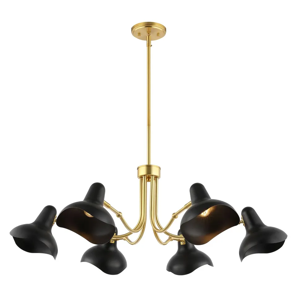 Mykola 6 Light 37" Chandelier - Black / Brass