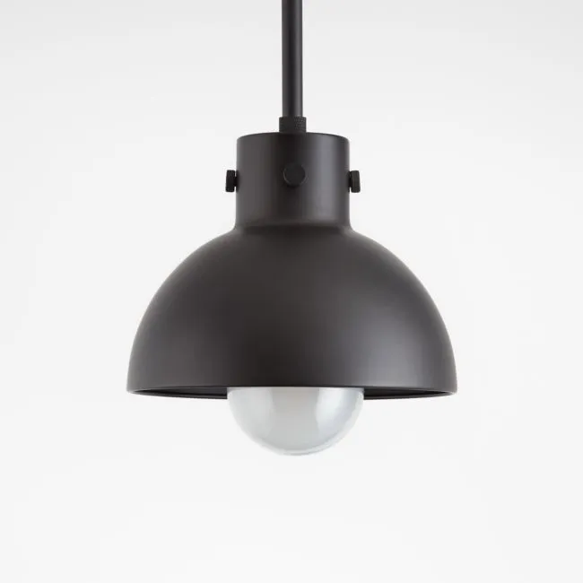 Dakota Black Pendant Light with Small Black Dome 7.5"