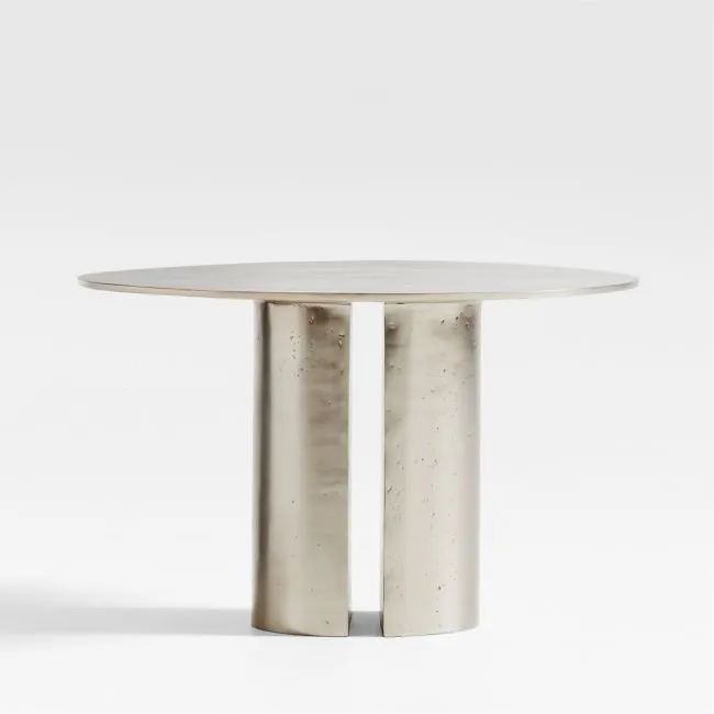 Argent Metal 25" Round Pedestal Side Table by Athena Calderone