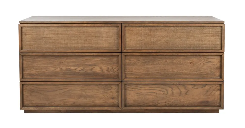 Zeus 6 Drawer Wood Dresser - Natural - Safavieh