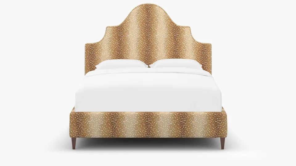 Statement Bed, Faline, Walnut Square Tapered Leg, Twin