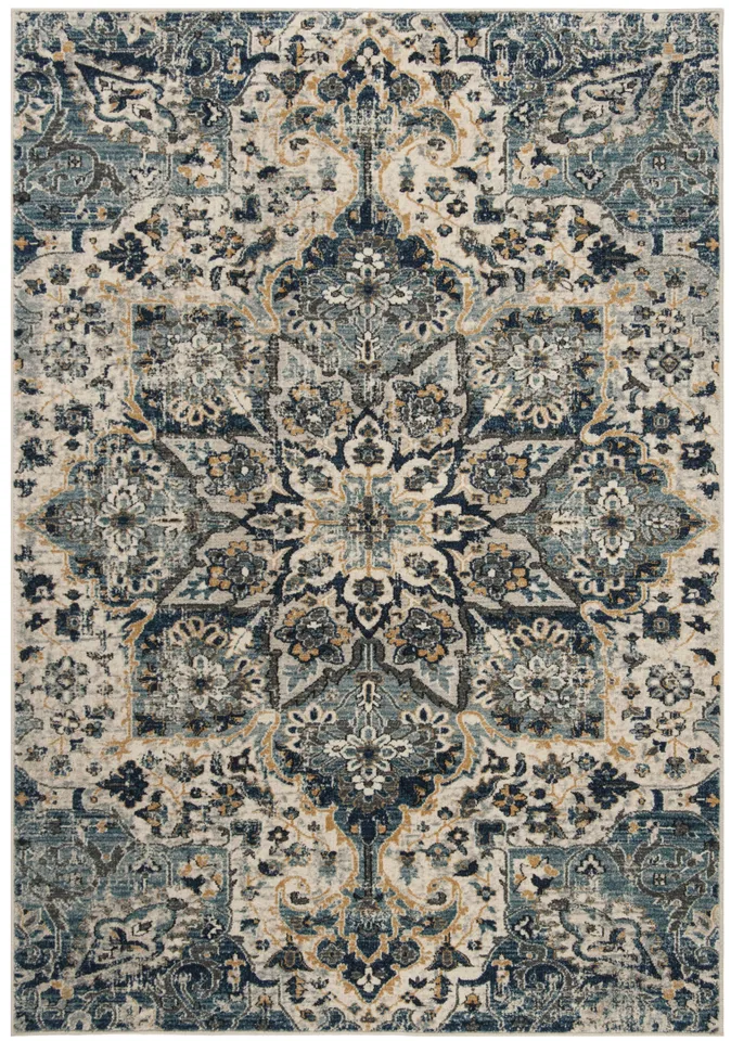 Arlo Home Woven Area Rug, CAR280M, Ivory/Blue,  3' X 5'