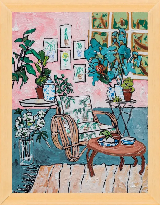 Cane Chair in Tropical Interior by Lara Lee Meintjes for Artfully Walls