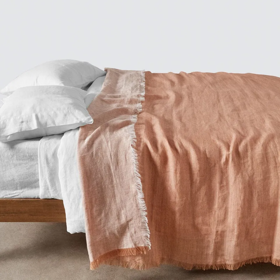 The Citizenry Arya Linen Bed Blanket | Clay