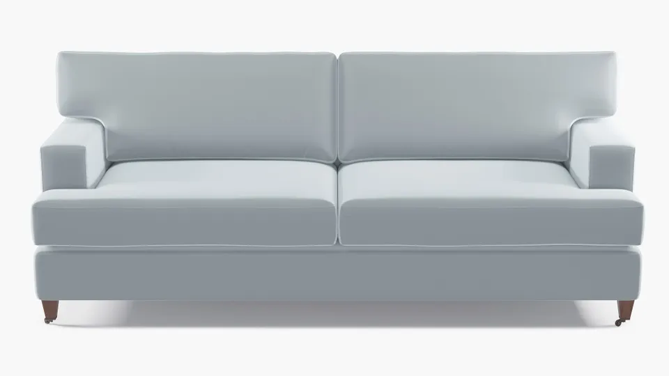 Classic Sofa, Sterling Performance Velvet, Walnut with Antique Brass Caster
