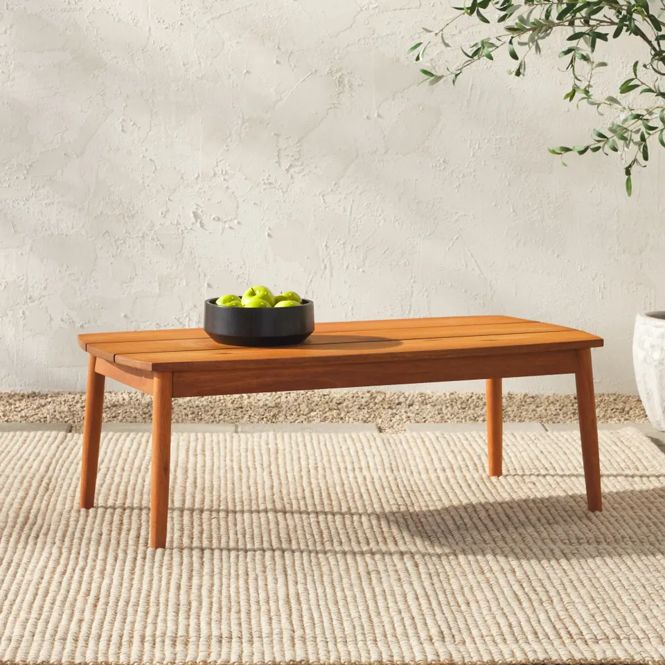 Modern Outdoor Spindle Style Coffee Table - Brown