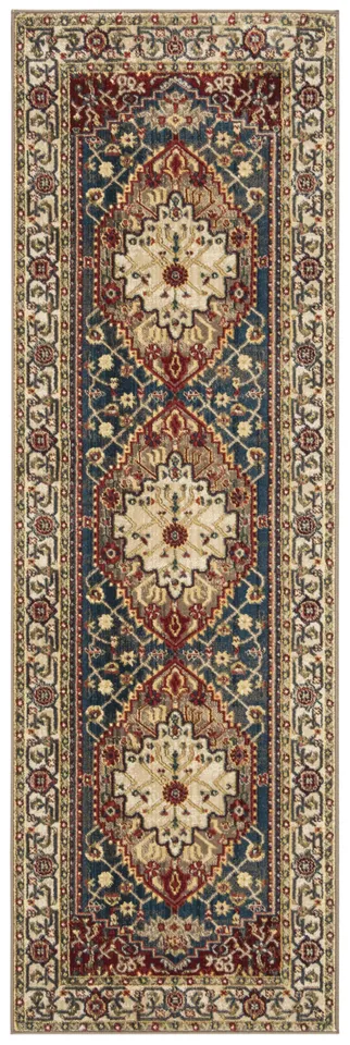 Arlo Home Woven Area Rug, KSN306A, Ivory/Blue,  2' 6" X 8'