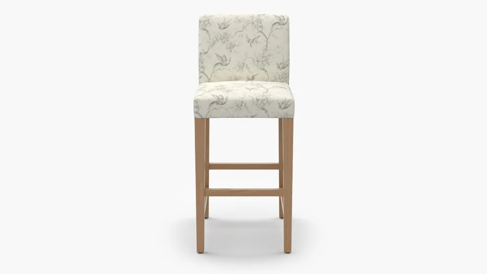 Signature Dining Bar Stool, Cream Swallows, Natural Square Tapered Leg
