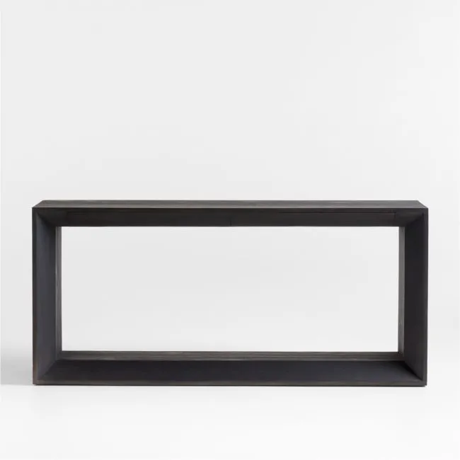 Vernon Ebonized Pine Wood 72" Storage Console Table