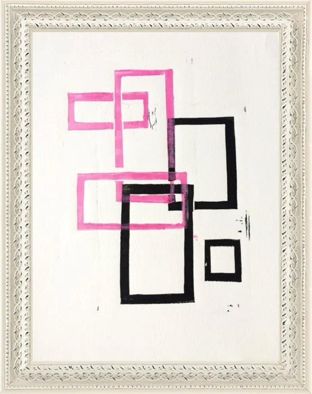 Pink and Black Geometric Squares x2 by Stacy Rajab for Artfully Walls