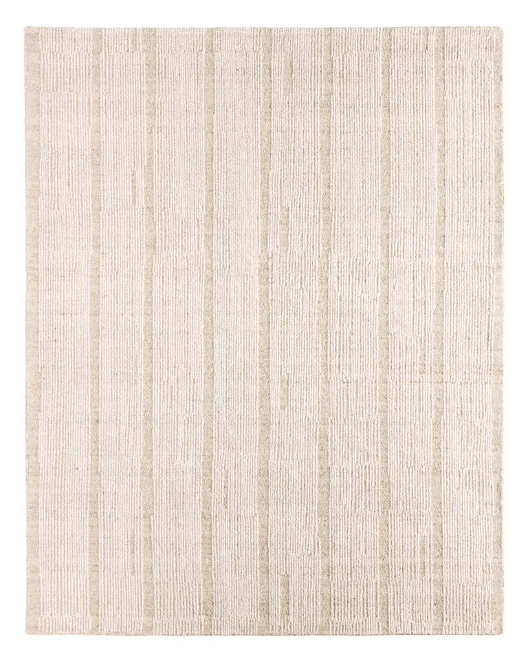 Label J Edher FGN02 Tufted Striped Tan/White Area Rug (13'X18')