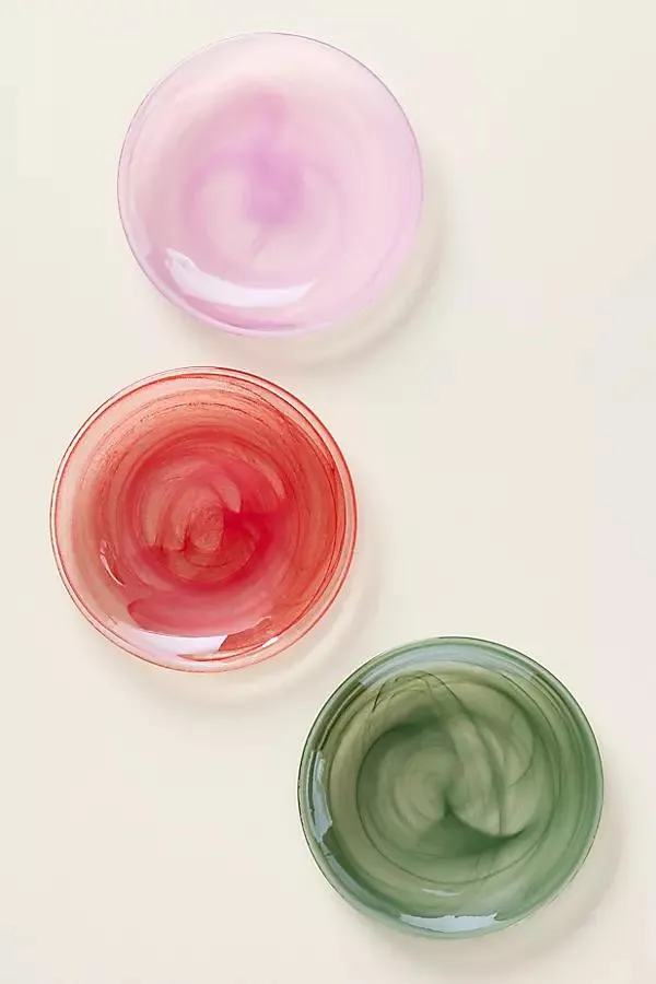 Luna Glass Swirled Canape Plates, Set of 3