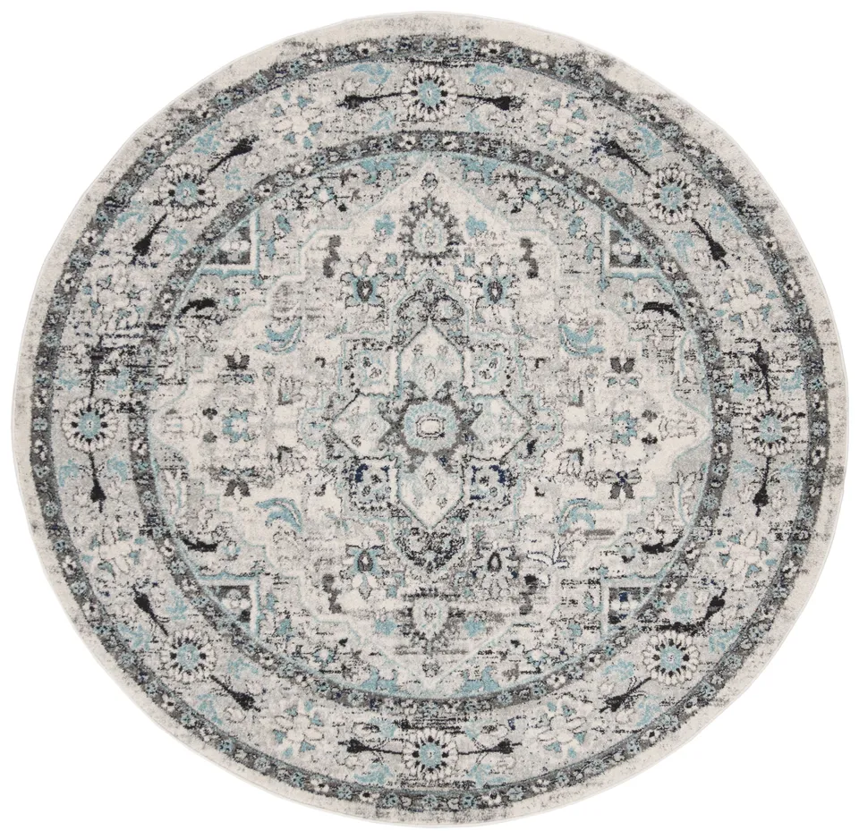 Arlo Home Woven Area Rug, MAD924F, Light Grey/Blue,  6' 7" X 6' 7" Round