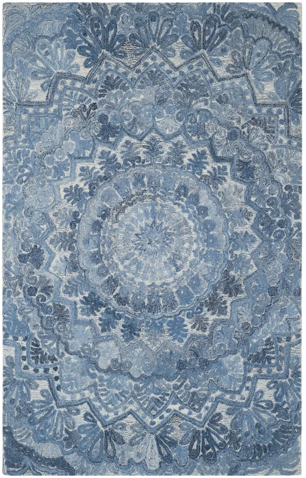 Arlo Home Hand Tufted Area Rug, MRQ110D, Blue/Ivory,  5' X 8'