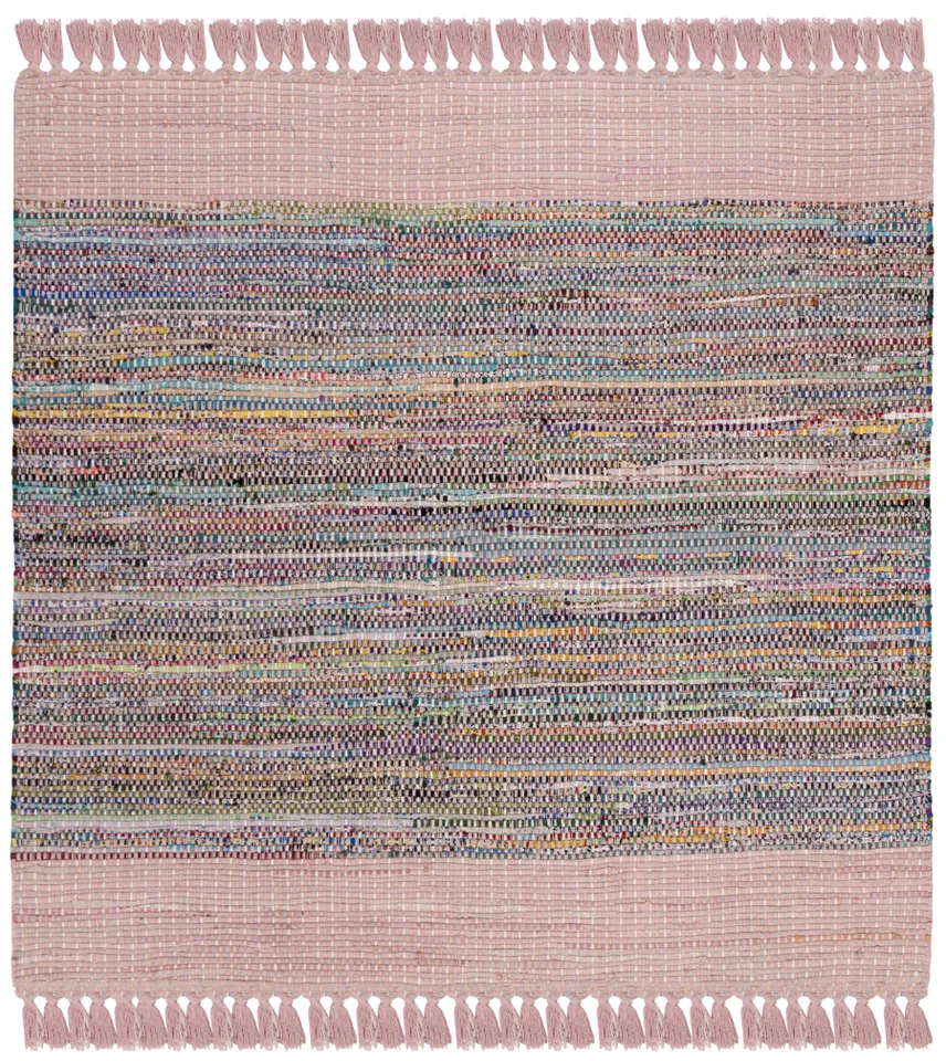 Arlo Home Hand Woven Area Rug, MTK972D, Pink/Multi,  6' X 6' Square