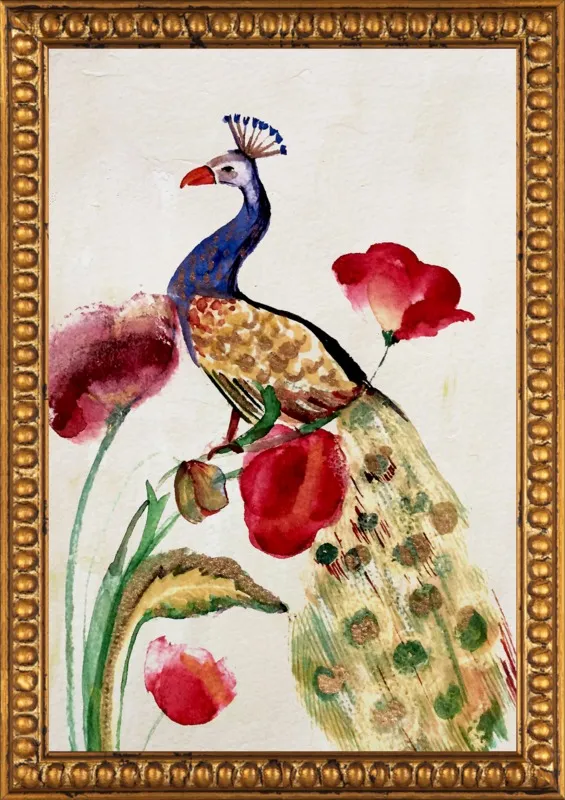 blue gold peacock by Ruti Shaashua for Artfully Walls