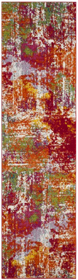 Arlo Home Woven Area Rug, WTC695D, Orange/Green,  2' 3" X 8'