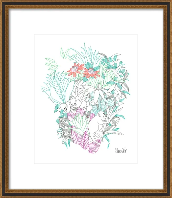 Passionflowers, orchids and the squirrel monkey  by Claire Colin for Artfully Walls