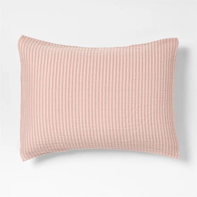 Supersoft Lilac Rose Striped Organic Cotton Gauze Kids Pillow Sham