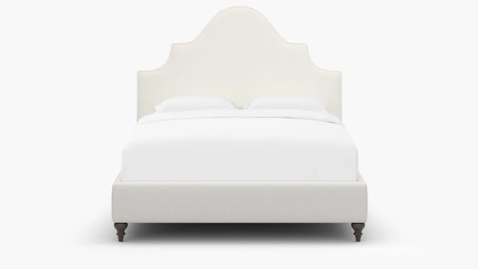 Statement Bed, Snow Boucle, Espresso Traditional Turned Leg, Full