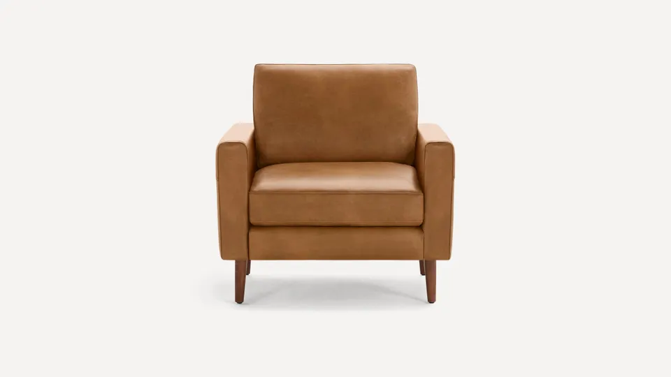 Nomad Leather Club Chair - Camel - Top Grain Leather / Walnut - Wood / Block