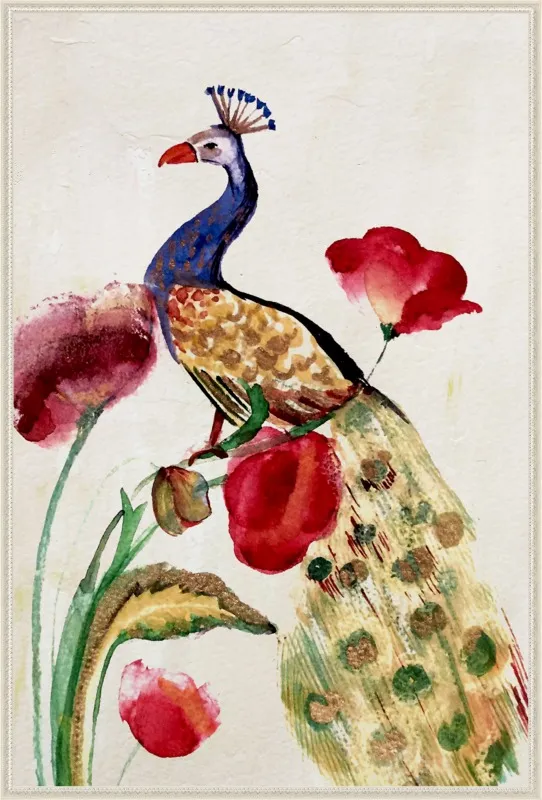 blue gold peacock by Ruti Shaashua for Artfully Walls