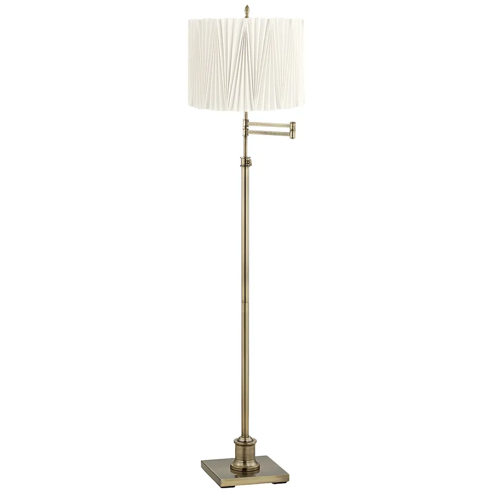 Regency Hill Westbury Adjustable Linen Diamond Pleat Shade Floor Lamp